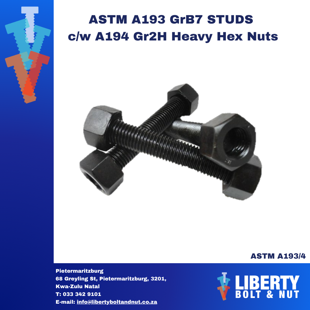 ASTM A193 GrB7 Studs / ASTM A194 Gr2H Nuts