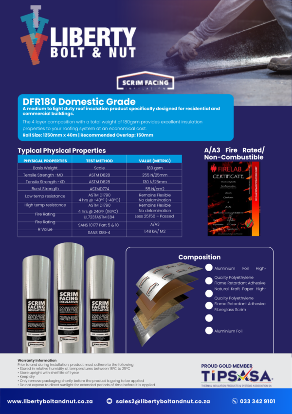 ScrimFacing Insulation - Domestic DFR180